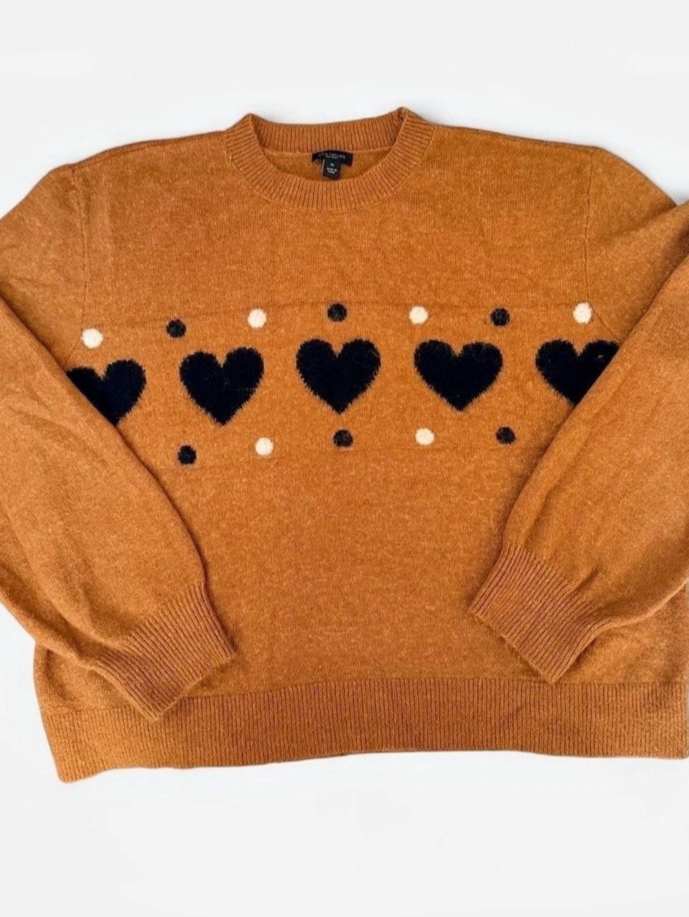 Ann Taylor Factory Heart Pattern Crewneck Sweater XL